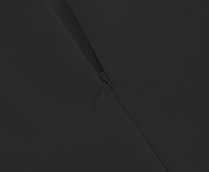 Macro detail of high-quality concealed zipper on black twill fabric of vintage dress