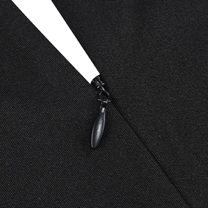 Detail view of the black textured fabric featuring a high-quality hidden zipper closure
