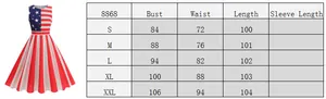 Size chart for vintage sleeveless dress item 8868 with detailed bust and waist measurements