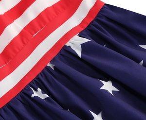 Detail of the waist seam showing American flag pattern with stars and stripes