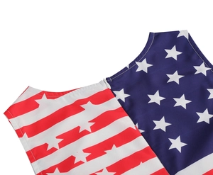 Detail of invisible zipper closure on US flag pattern summer dress with stars and stripes