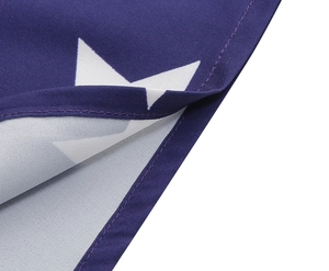 Close-up of star pattern fabric with high-quality double-stitched edges for durability