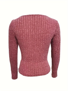 Cardigan in maglia a costine a maniche lunghe vestibilità slim in rosa antico con texture