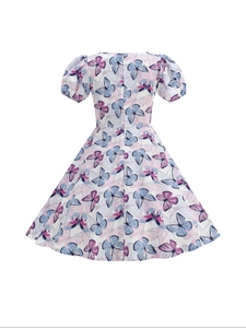 Detail of the hidden zipper on the back of this butterfly print girl dress