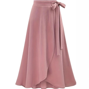 Gonna a Portafoglio a Vita Alta da Donna Elegante Tinta Unita Fiocco Orlo Irregolare Spacco Gonna Midi Casual Vacanza