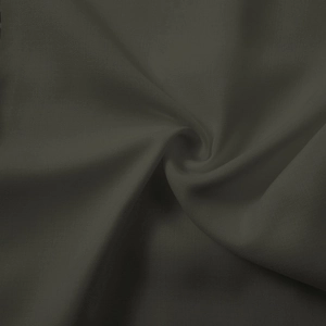 Detailed macro view of dark olive green textile fabric with elegant drape and texture