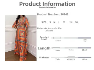 Detail of bohemian geometric print maxi dress with waist cut-out and tie-up design
