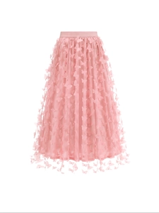 Gonna in Tulle con Applicazione Farfalla 3D Donna Vintage Vita Alta Linea A Gonna Midi Elegante Festa Matrimonio Gonne