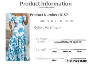 Size chart for floral off-shoulder maxi dress with cut-outs and tiered ruffle skirt