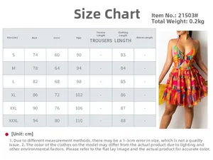 Detailed size chart for the floral print halter neck cutout tiered dress from S to 3XL