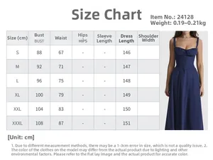 Size chart for floral backless slit dress showing bust and waist measurements from S to 3XL