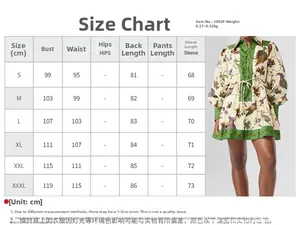 Detailed size chart for long-sleeve printed pleated dress with measurements S to 3XL