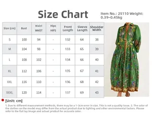 Tableau des tailles pour robe vintage à manches lanternes de la taille S à 3XL