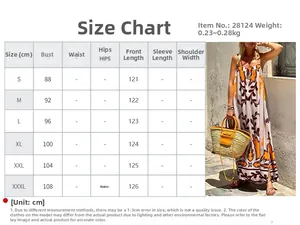 Size chart with measurements for the graffiti print high waist sleeveless maxi dress