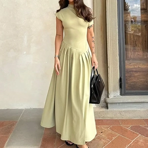 Robe Longue Plissée Élégante pour Femmes Une Épaule Asymétrique Aspect Satin Taille Haute Coupe en A Robe de Soirée Formelle Banquet