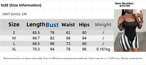 Size chart detail for printed patchwork bodysuit featuring length and bust measurements