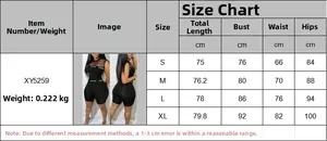 Guide des tailles pour combishort sans manches avec empiècement résille et ruban à la taille