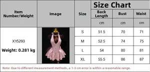 Größentabelle für das florale Spitzen-Neckholder-Minikleid mit Maßen für Brust und Taille