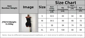 Detailed size chart for the strapless lace patchwork bodycon dress, S-XL measurements
