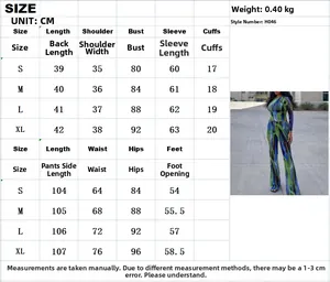 Tableau des tailles détaillé pour ensemble deux pièces femme avec top et pantalon