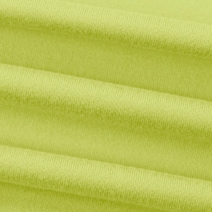 Detail of lime green knitted fabric showing fine texture and elastic pleated material