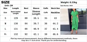 Detailed size guide table for polo collar shirt dress showing measurements in centimeters
