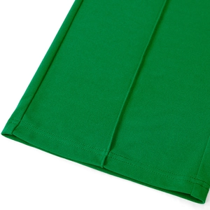 Detailed close-up of grass green knit sleeveless set featuring clean double-needle hem stitching