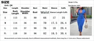 Detailed size guide in cm for this elegant solid color women's maxi dress