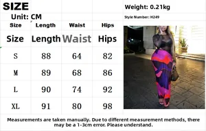 Tableau des tailles pour jupe longue taille haute avec mesures de taille et hanches en cm