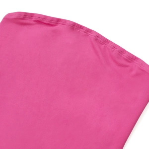 Close-up of rose pink bodycon dress showing high-quality double-needle stitching detail