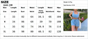 Detailed size chart for women's two-piece crop top and shorts athletic lounge set