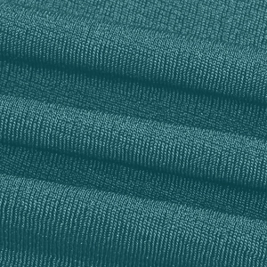 Macro shot of dark cyan fine ribbed knit fabric with professional vertical texture detail