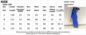 Guide des tailles pour robe longue ajustée en tissu texturé avec découpe épaule