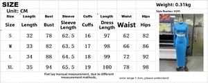 Detailed size chart for women's two-piece set including crop top and ribbed long skirt