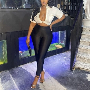 Leggings de Sport Sexy Taille Haute pour Femmes Polyester Élasthanne Pantalons Fitness Moulants Décontractés Minceur Yoga