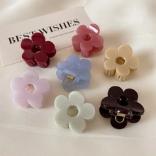 Small Hair Claw Clip Plastic Resin Flower Shaped Hair Jaw Clip Mini Elegant Shark Hairpins Headwear For Women Thin Hair Half Tie