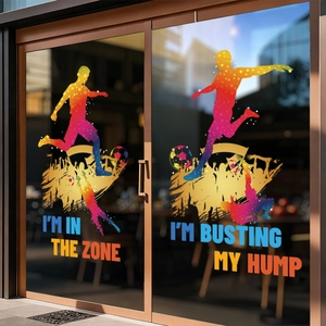 Soccer Window Stickers Static Cling PVC Colorful Football Athlete Silhouette Inspirational Quotes Glass Door Decor Sports