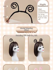 Detail showing plush spiral antenna headband with high elasticity for Halloween performance