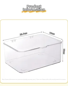 Clear acrylic storage box with flip lid and dimensions 23.7x19x10cm for desktop organization