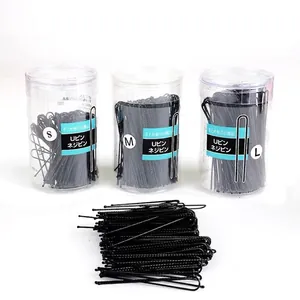 Black Metal U-Shaped Hair Pins Threaded Wavy Hair Clips For Bun Updo Styling With Protective Ball Tips