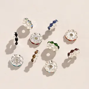 Colorful crystal rondelle spacer beads for DIY jewelry making with metal silver plating