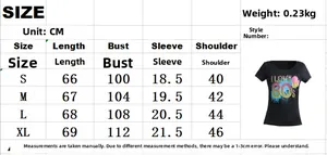 Tableau des tailles détaillé pour t-shirt femme montrant les mesures du S au XL en cm