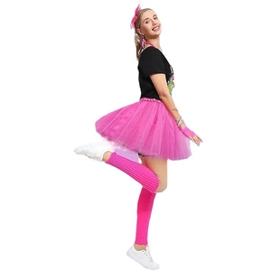 Tenue de fête rétro années 80 pour femmes avec t-shirt imprimé et jupe tutu rose
