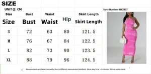Größentabelle für das sexy Sommer-Maxikleid mit Neckholder in den Größen S bis XL