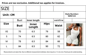 Guide des tailles pour combishort blanc à volants sans manches, tailles XS à L