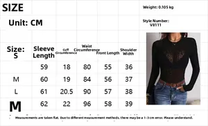 Detaillierte Größentabelle für Damen Slim Leopard Print Langarm Sheer Mesh Top in CM