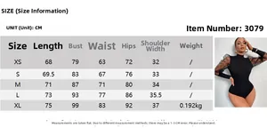 Tabella taglie dettagliata per body con maniche in mesh con misure dalla XS alla XL