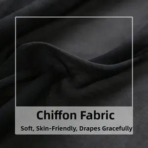 Close-up of soft black chiffon fabric showing delicate texture and fluid drape