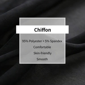 Detail of high-quality black chiffon fabric with 95% polyester and 5% spandex blend texture
