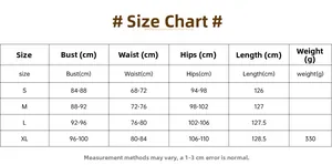 Detailed size chart for sexy backless evening dress with bust and waist measurements
